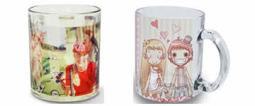 Taza cristal transparente personalizada en sublimacion